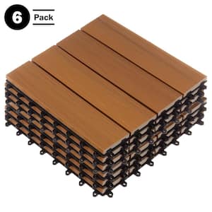 1 ft. W x 1 ft. L 6 Patio Tiles Woodgrain Wood/Polypropylene Interlocking Deck Tile Flooring in Brown