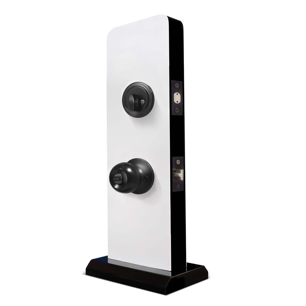 Matte Black Entry Door Knob Set with Single Cylinder Deadbolt