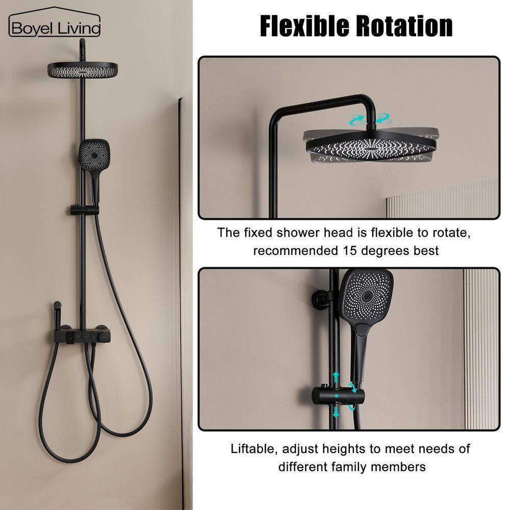 Matte Black Dual Shower Head with Handheld and Tub Spout