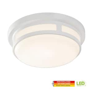 9 in. White LED Flush Mount Indoor Outdoor Ceiling Light Adjustable CCT 600LM 8.5W Wet Rated Front Entry Side Door