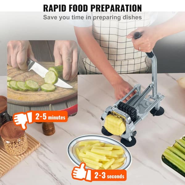  French Fry Cutter with 2 Blades, Professional Potato Cutter  Stainless Steel, Potato Slicer French Fries, Press French Fries Cutter for  Potato Cucumber Carrot Onion Vegetables(Black): Home & Kitchen