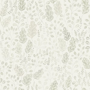 Isha Beige White Leaf Wallpaper Sample