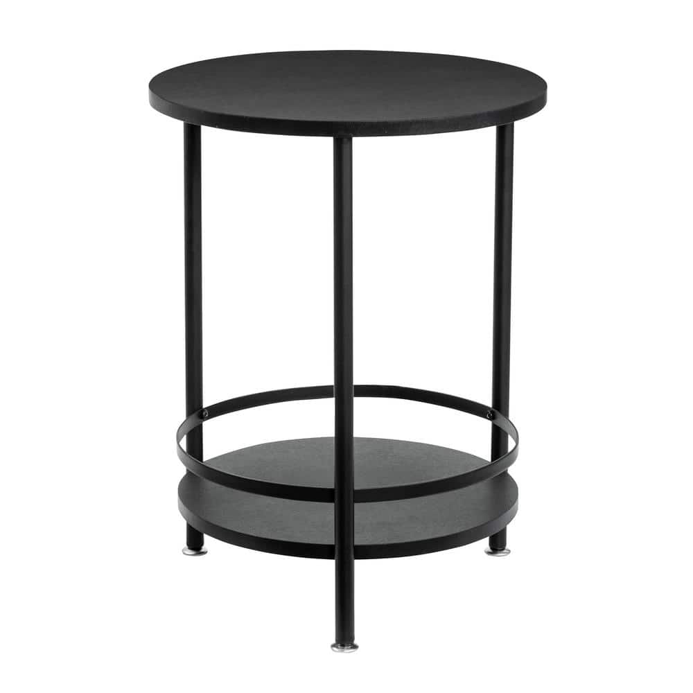 Black 2-Tier Round Side Table