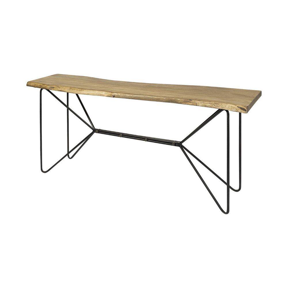 Mariana 16 in. Light Brown 29 in. Rectangle Wood Console Table with Solid Iron Base
