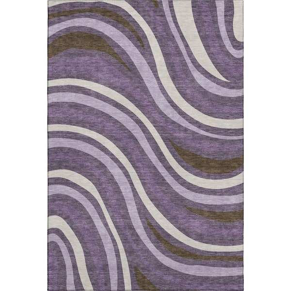 Mayfield Premium Machine Washable Abstract AMF2490 Plum 9 ft. x 12 ft. Area Rug