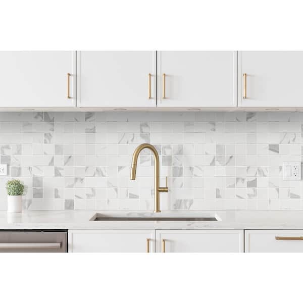 Ader Tegal 2 in. 12 in. x 12 in. x 0.39 in. Polished Porcelain Mesh-Mounted Mosaic Floor and Wall Tile (8 sq. ft./Case)