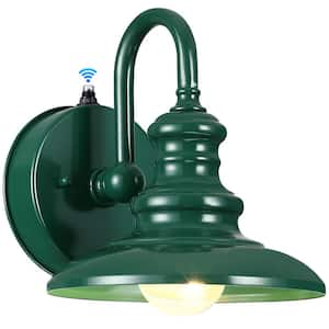 Modern 8.07 in. Green Dusk to Dawn Indoor/Outdoor Hardwired Barn Sconce with No Bulbs Included