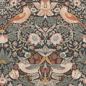 William Morris At Home Strawberry Thief Charcoal Wallpaper