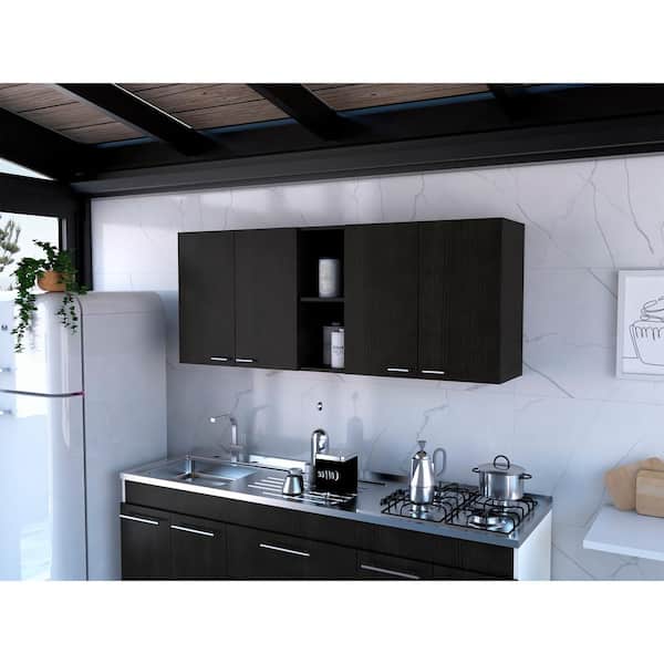 Wall Cabinet Ontario, Double Door, Black Wengue Finish