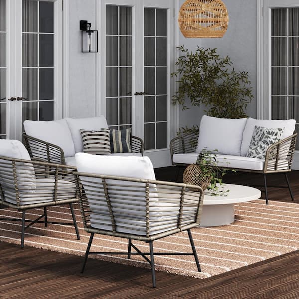 Nathan James Flow Bohemian 4-Piece Conversation Patio Set, Matte