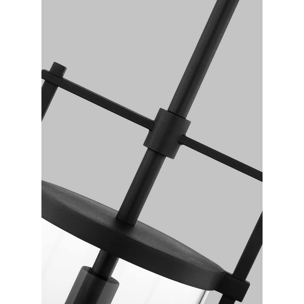 Eastham Textured Black Outdoor Pendant with Glass Shade