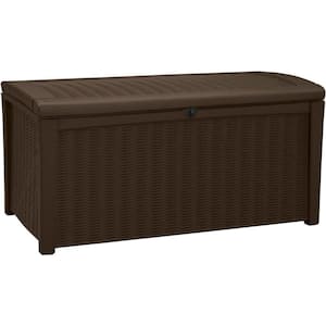 110 Gal. Brown Resin Deck Box - for Patio Furniture, Outdoor Cushions, Garden Tool Organize and Storage
