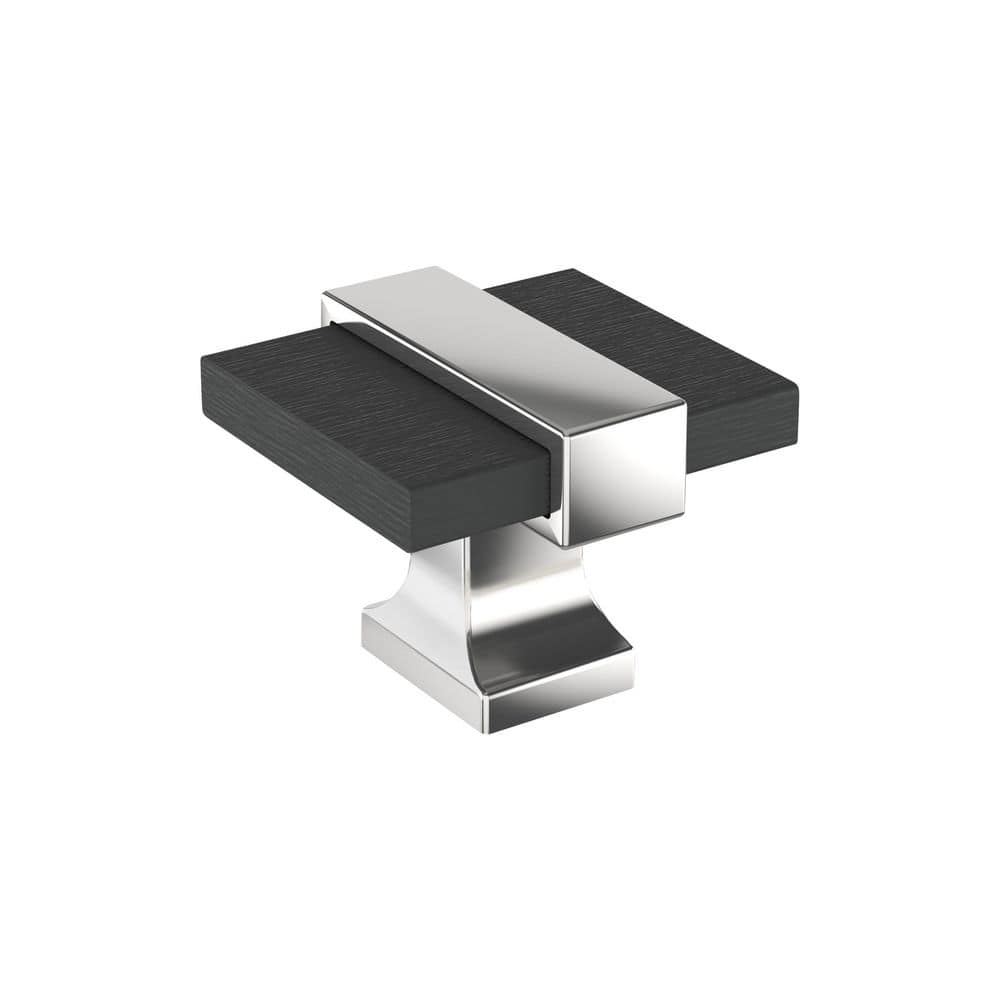 Overton 1-3/8 in. (35 mm) Length Brushed Matte Black/Polished Chrome Square Cabinet Knob price history on PriceWatchPro