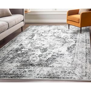 Zazzle Patras Vintage Oriental Floral Ivory 9 ft. x 12 ft. Area Rug