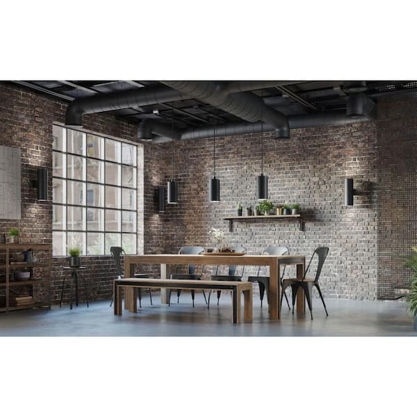 Cylinder Collection 6" Black Modern LED Aluminum Outdoor Ceiling Light for Garage, Porch and Entry