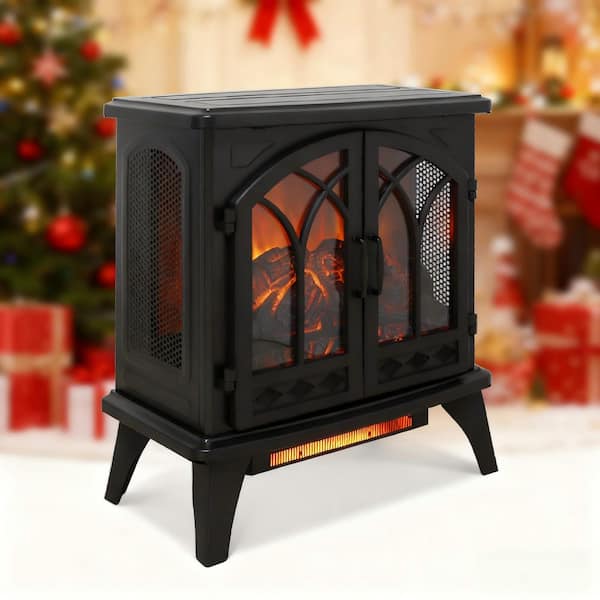 24 in. 400 sq. ft. 3D Flame Electric Stove in Black with Remote Control
