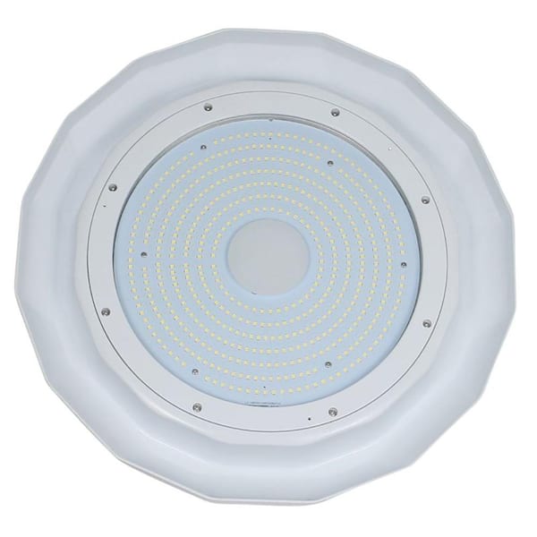 Mydepot 1.42 ft. Round 150-Watt Equivalent Integrated LED Dimmable w/Die-Cast Aluminum Housing White High Bay Light, 5000K