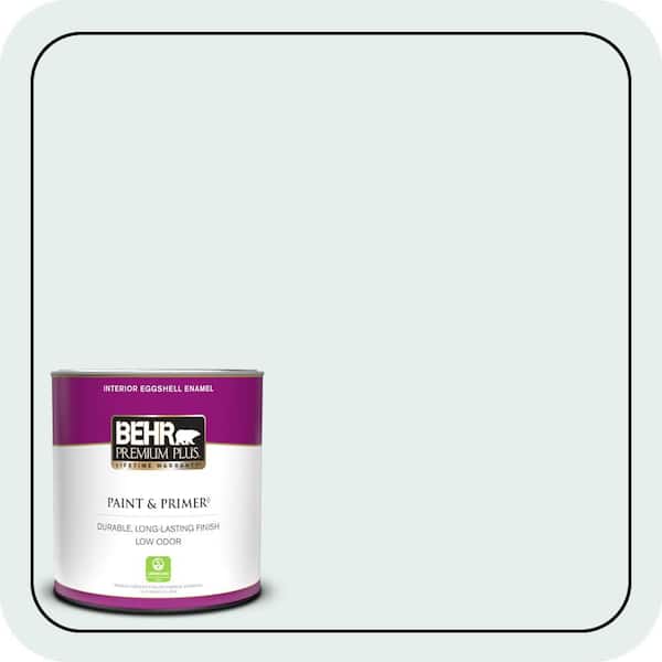 BEHR PREMIUM PLUS 1 qt. #730E-1 Polar White Eggshell Enamel Low Odor Interior Paint & Primer