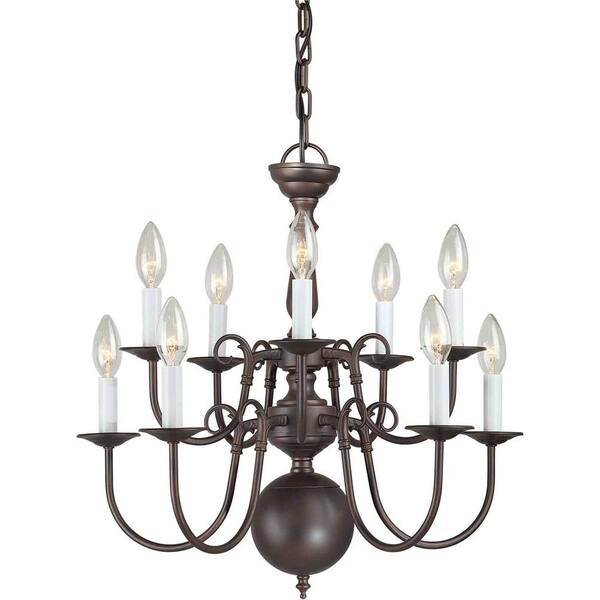 Forte Lighting 10 Light Chandelier Antique Bronze Finish Clear Glass