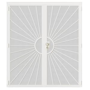 72 in. x 80 in. Universal/Reversible Hinging White Surface Mount Steel Security Door with Perforated Metal Screen (Lock)