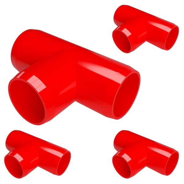 FORMUFIT F114STE-RD-4 Slip Tee PVC Fitting 1-1/4 Size Furniture Grade Red 1-1/4 Size Pack of 4 