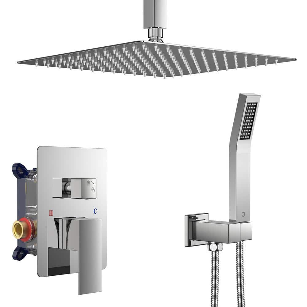 10 in. 2-Jet High-Pressure Rainfall Bathroom Shower System in Polished Chro