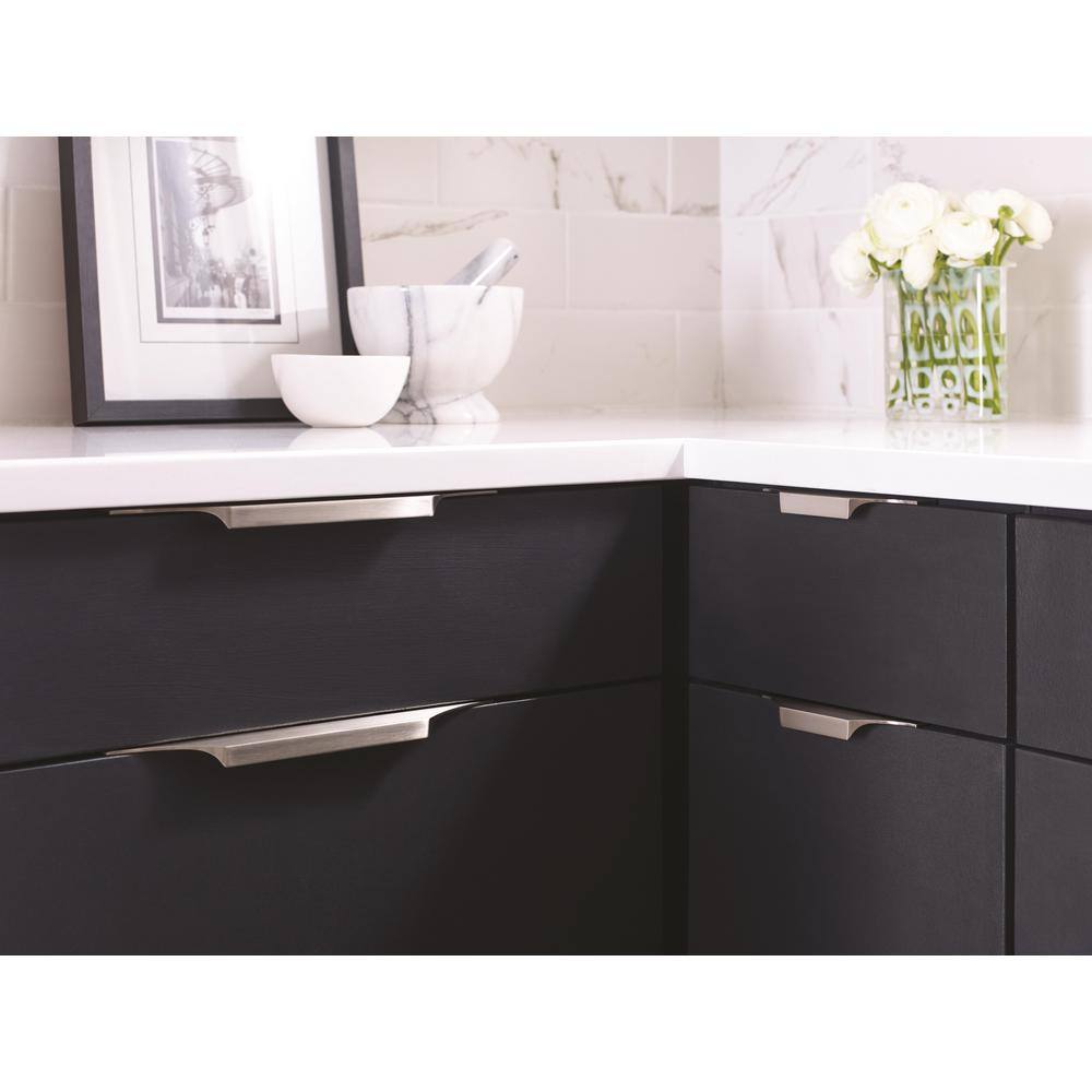 Satin Nickel Modern Finger Pull with Mounting Hardware