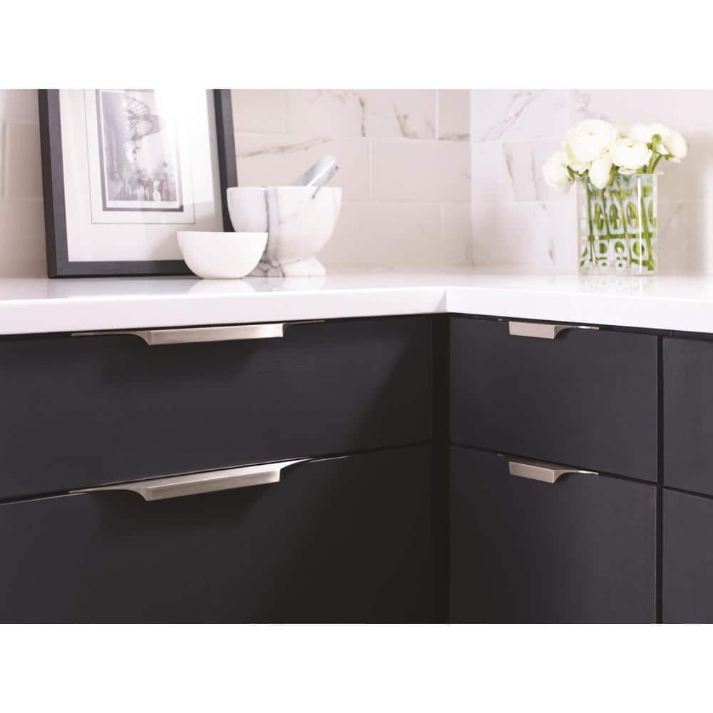 Brushed Nickel Modern Cabinet Edge Pull Handle