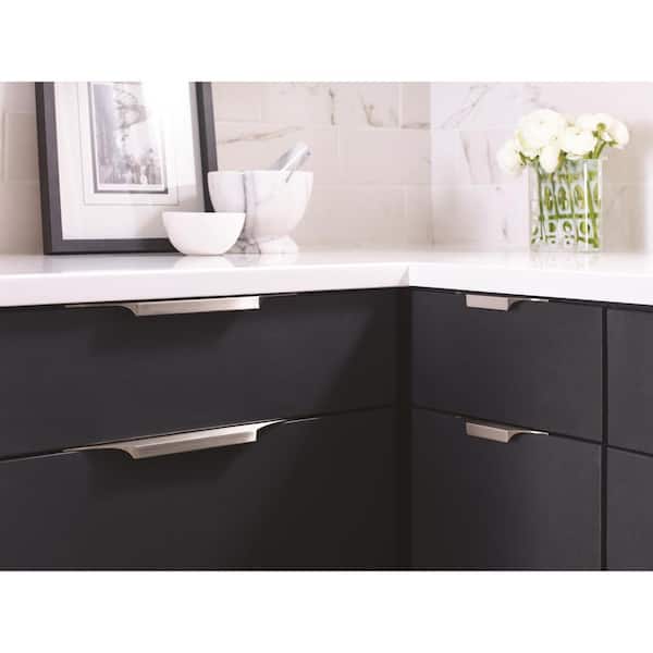 Extent 8-9/16 in. (217mm) Modern Satin Nickel Cabinet Edge Pull