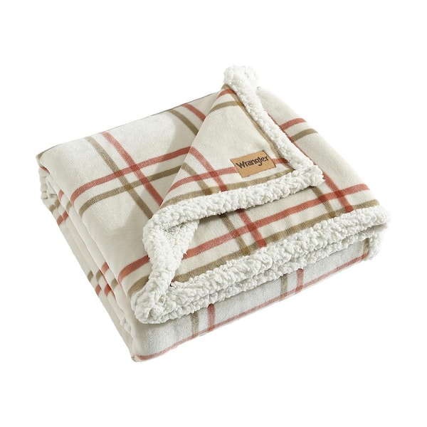 Wrangler Colt 1-Piece Orange/Ivory Ultra Soft Plush Polyester 50 x 60 Throw Blanket