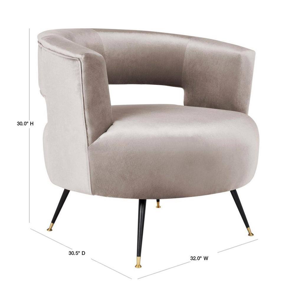 Hazelwood Velvet Barrel Accent Chair with Wood Frame