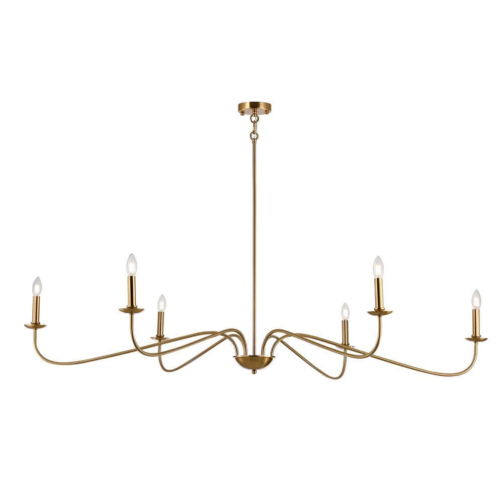 Astral 6-Light Gold Simple Elegant Candle Chandelier for Living Room with N