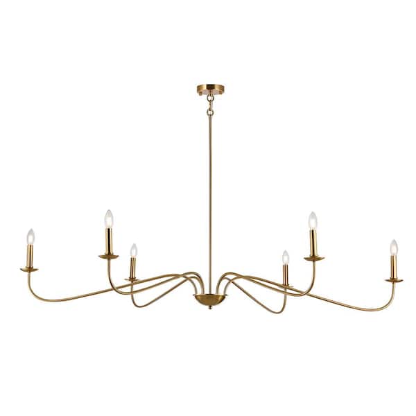 Unbranded Astral 6-Light Gold Simple Elegant Candle Chandelier for Living Room with No Bulbs Included