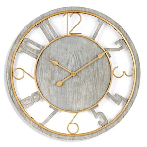 Gray Oversized Design Metal Analog Classic Numeral Wall Clock