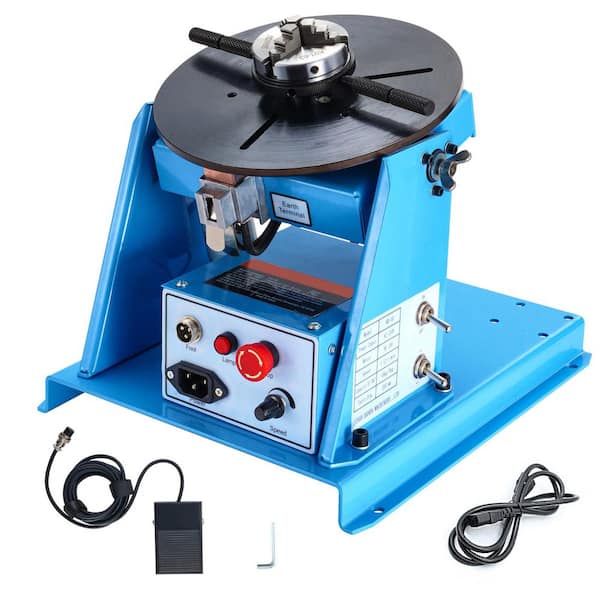 Rotary Welding Positioner 10KG, 0-90° Welding Positioning Turntable Table with 8.1 In. 3-Jaw Lathe Chuck Volt