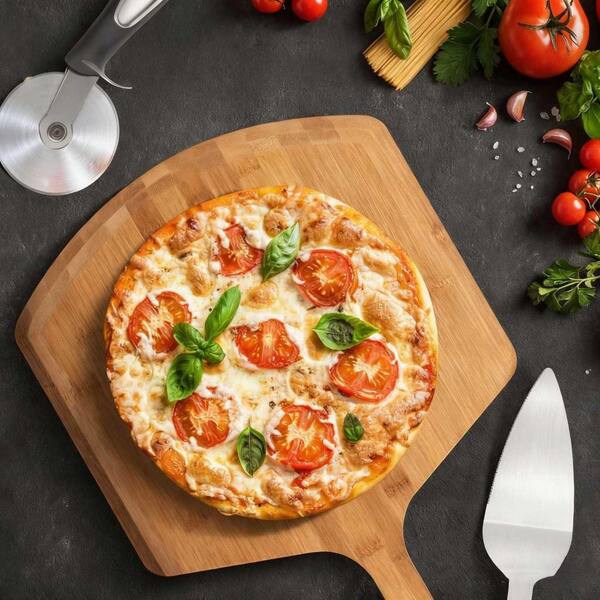 Wudkey 16 in. Natural Bamboo Pizza Peel Pizza Paddle Spatula Oven