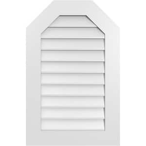 22 in. x 34 in. Octagonal Top Surface Mount PVC Gable Vent: Decorative with Standard Frame