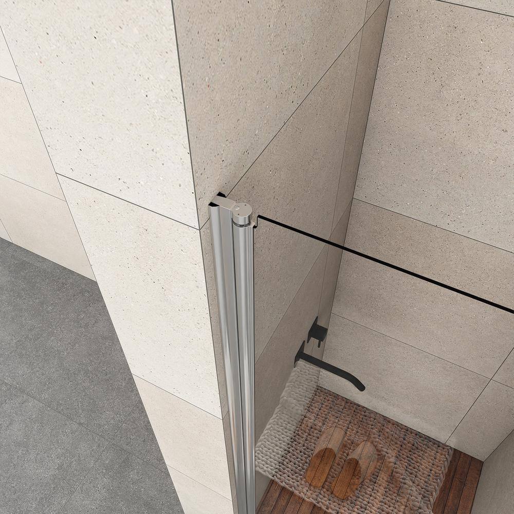 Chrome Semi-Frameless Pivot Shower Door with Clear Glass