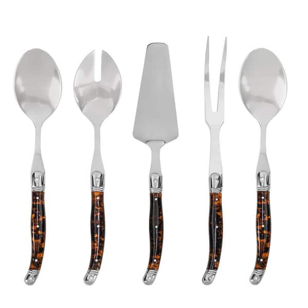 Laguiole 5-Piece Stainless-Steel Hostess Set with Tortoise Shell Handles