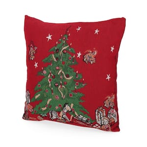 Conley Christmas Tree Jacquard Fabric 18 in. x 18 in. Christmas Throw Pillow Cover