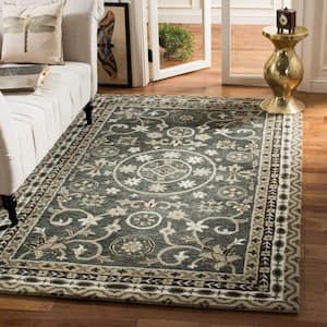 Bella Gray/Taupe 5 ft. x 5 ft. Square Border Area Rug