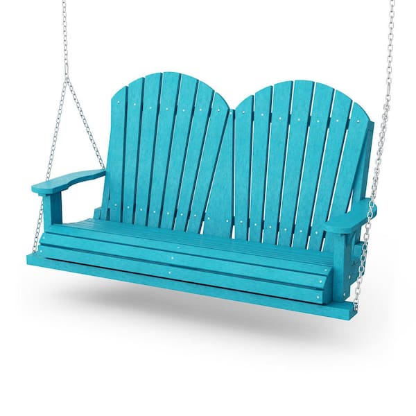 Wildridge Heritage 2-Person Aruba Blue Plastic Porch Swing