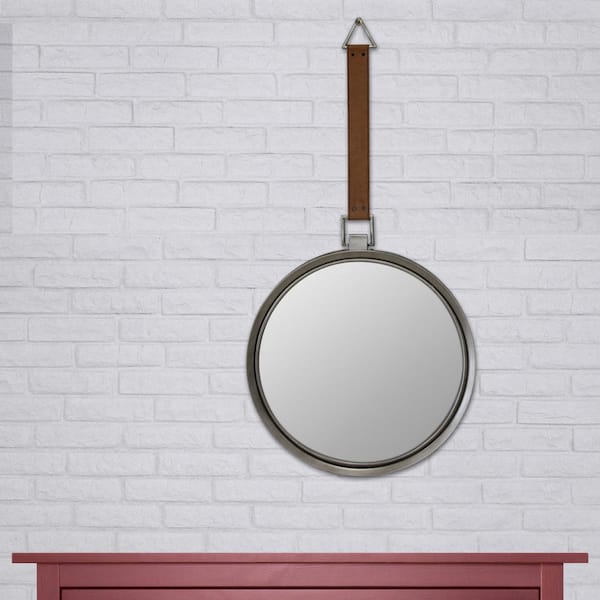 Stonebriar Collection Medium Round Brown Casual Mirror (32.874 in. H x 16.693 in. W)