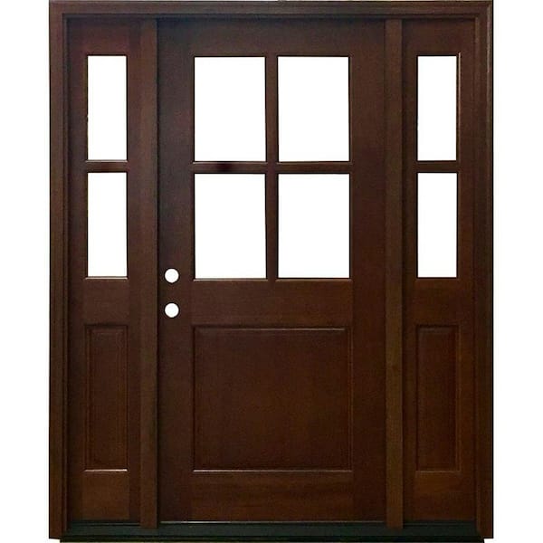 Steves & Sons 60 in. x 80 in. Farmhouse Ashville Right-Hand Inswing Chestnut Stained Wood Prehung Front Door