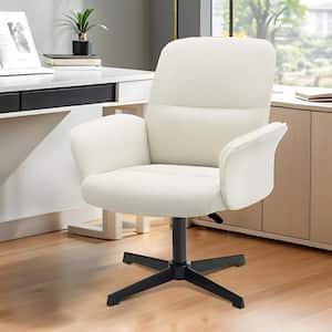 Thomasina Fabric Modern Upholstered Swivel Office Chair Ergonomic Adjustable Height Task Chair in Beige with Arms