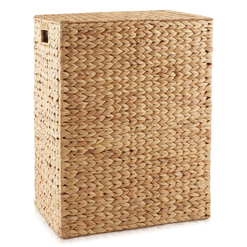 Casafield Brown Natural 18.5 in. x 24 in. Wicker Laundry Hamper