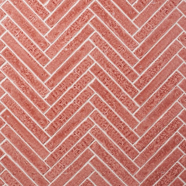 Ivy Hill Tile Virtuo Coralito Pink 1.45 in. x 9.21 in. Polished Crackled Ceramic Subway Wall Tile (4.65 sq. ft./Case)