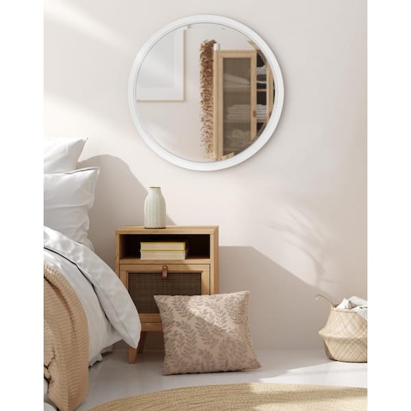 Kate and Laurel Hogan 24 in. H x 24 in. W Coastal Round White Framed Accent Wall  Mirror 220295 - The Home Depot