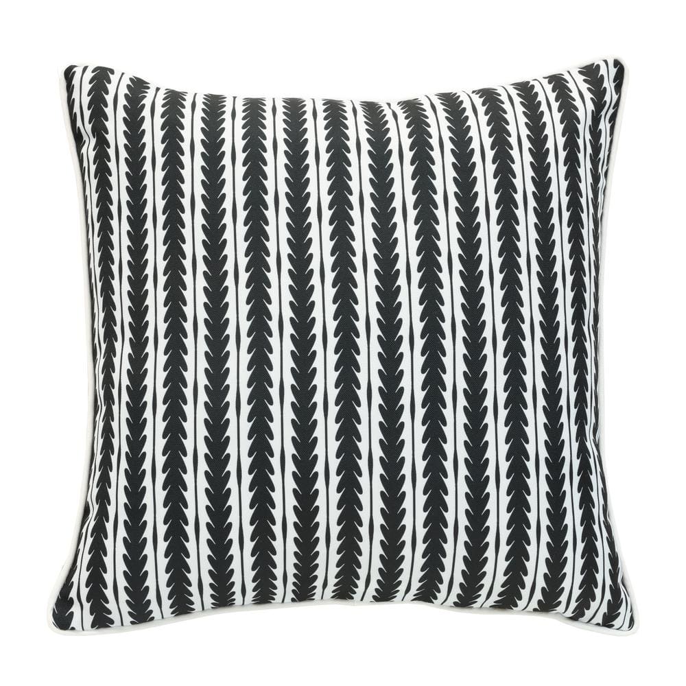 Ebony 18 in. x 18 in. Square Outdoor Reversible Throw Pillow in Black Strip