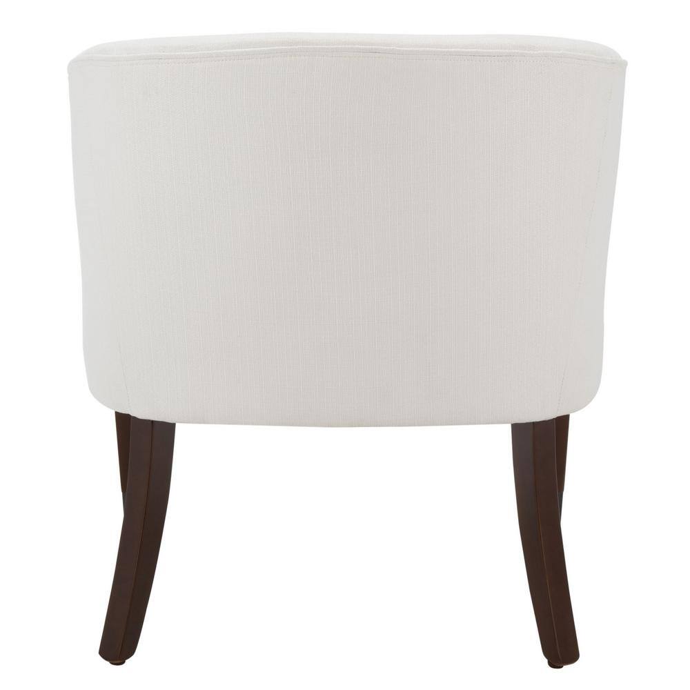 Elegant White Velvet Accent Chair with Walnut Wood Legs